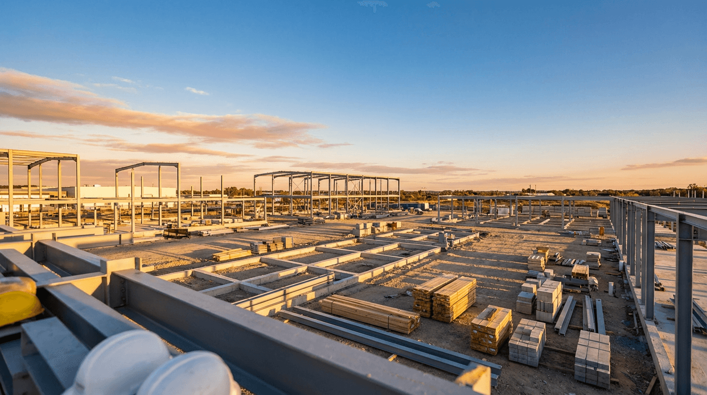 Commercial foundation and steel framing